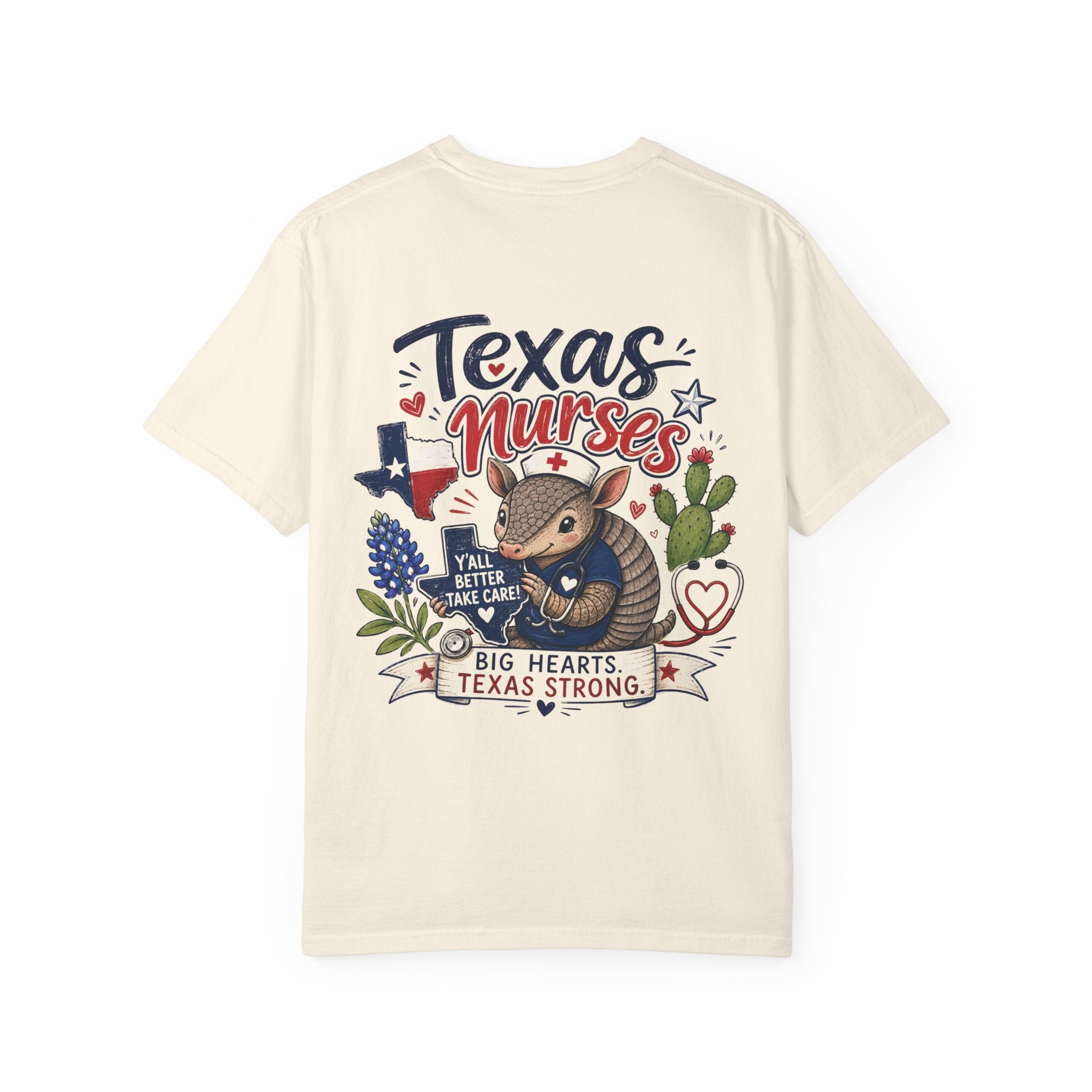 Texas Nurses T-Shirt — "Elopement Risk" Cute Armadillo Design, Big Hearts Texas Strong