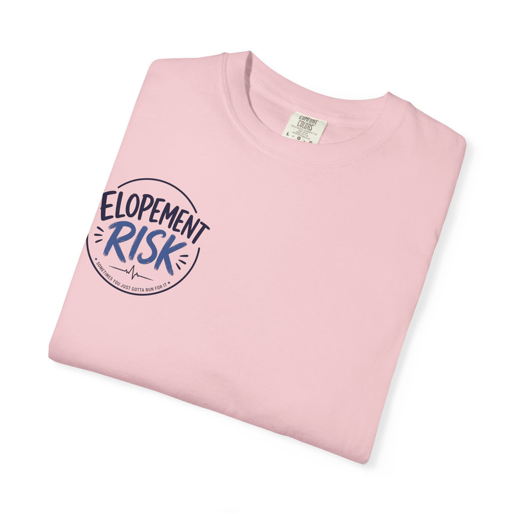 T-Shirt — 'Elopement Risk' Front & 'Bitten by a Turtle' Novelty Graphic Tee