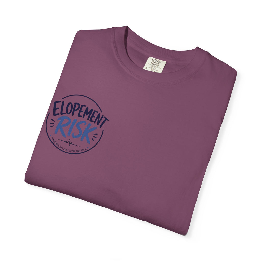 Country Nurse T-Shirt — Rustic Nursing Shirt with 'Elopement Risk' Pocket Badge