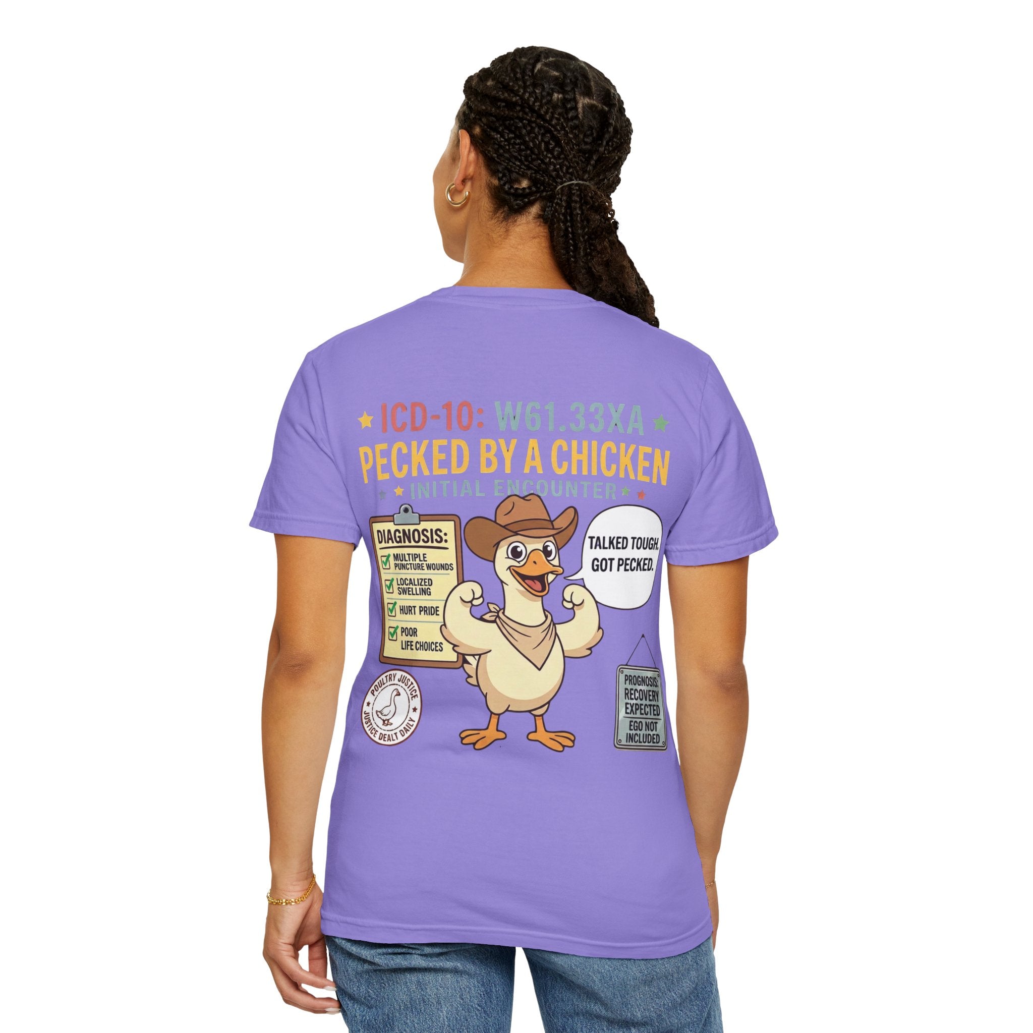 Pecked by a Chicken T‑Shirt — Funny Veterinary / Farmer Humor Tee