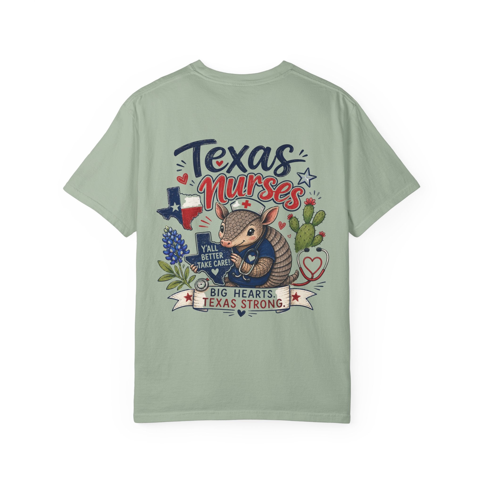 Texas Nurses T-Shirt — "Elopement Risk" Cute Armadillo Design, Big Hearts Texas Strong